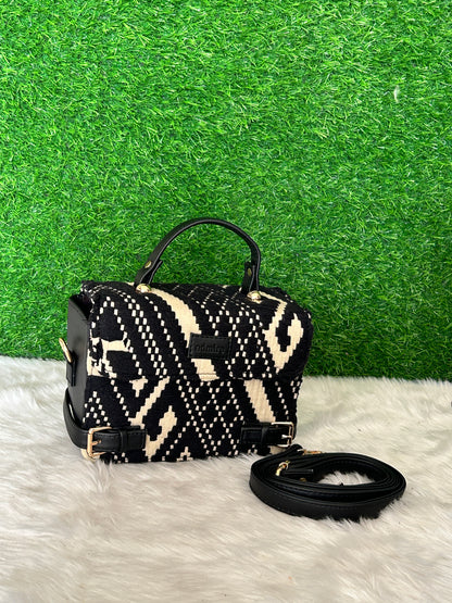 Monochrome Aztec box sling bag