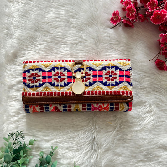 Multicolour Wallet (White with pink)