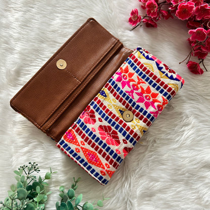 Multicolour Wallet (White with pink)