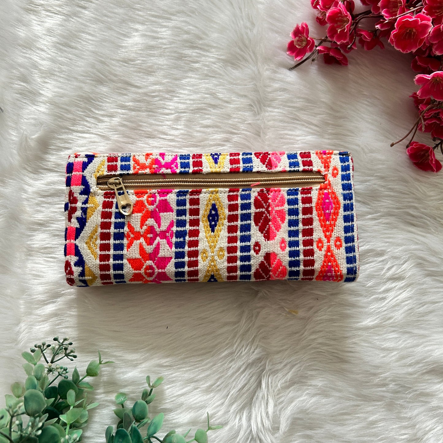 Multicolour Wallet (White with pink)