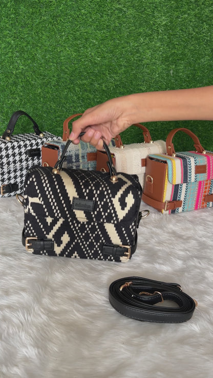 Monochrome Aztec box sling bag